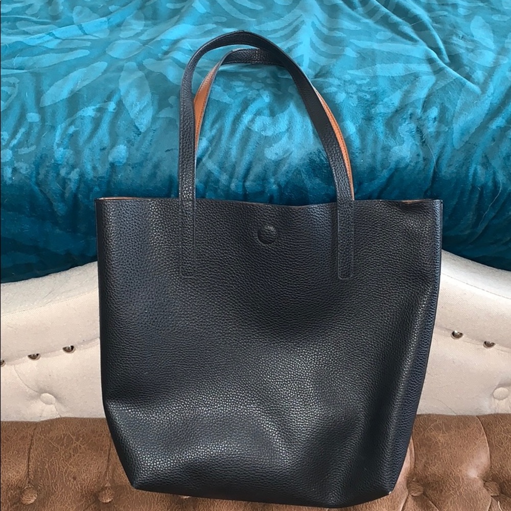 REVERSIBLE Cognac Brown and Black Tote